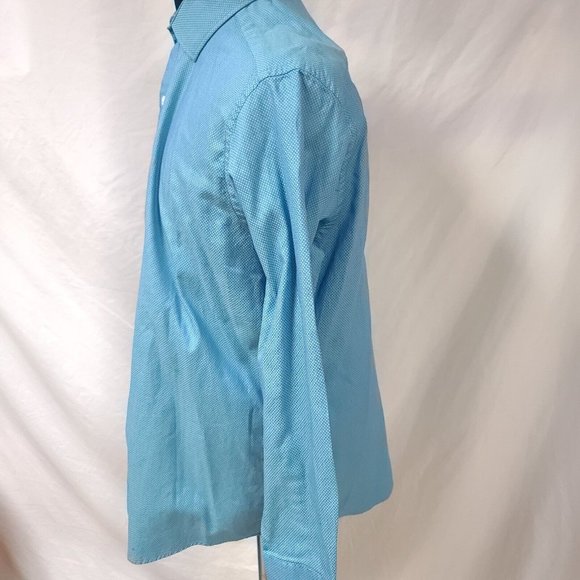 Buttoned Down Mens XL 17/17.5-34/25 Blue Teal Diamond Long sleeve Button Shirt - Picture 7 of 13